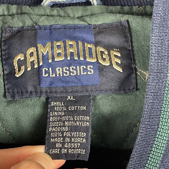 Vintage Cambridge Classics Bomber Varsity Jacket Mens XL Denim Quilted 90s Y2K - Picture 5 of 15